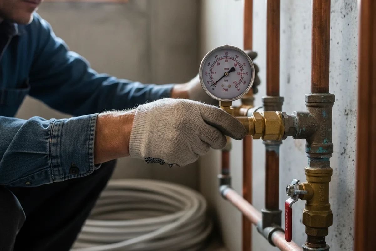 Pressure testing a repaired line during Water Line Repair in Sherrills Ford
